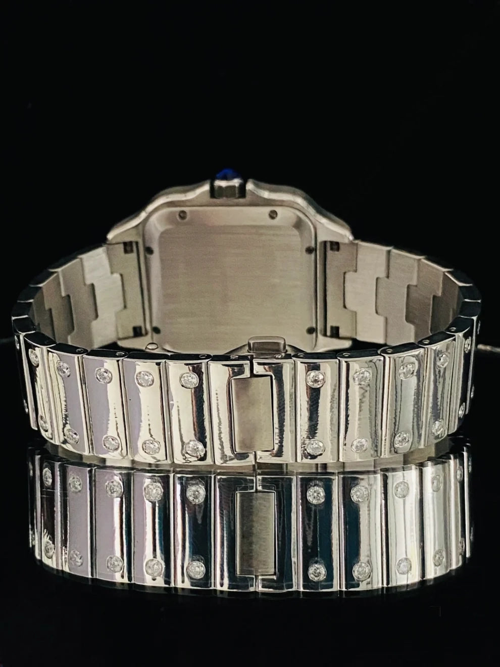 Luxury Men's Stainless Steel Iced Out Black Bezel Diamond Iced Watch