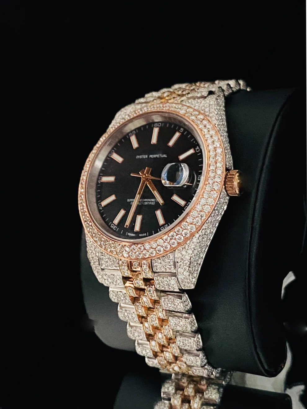 Two Tone Iced Out Jubelie Belt Moissanite Watch For Men