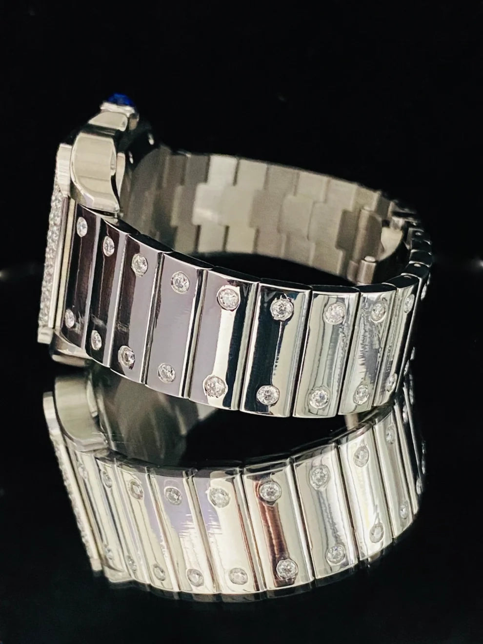 Luxury Men's Stainless Steel Iced Out Black Bezel Diamond Iced Watch
