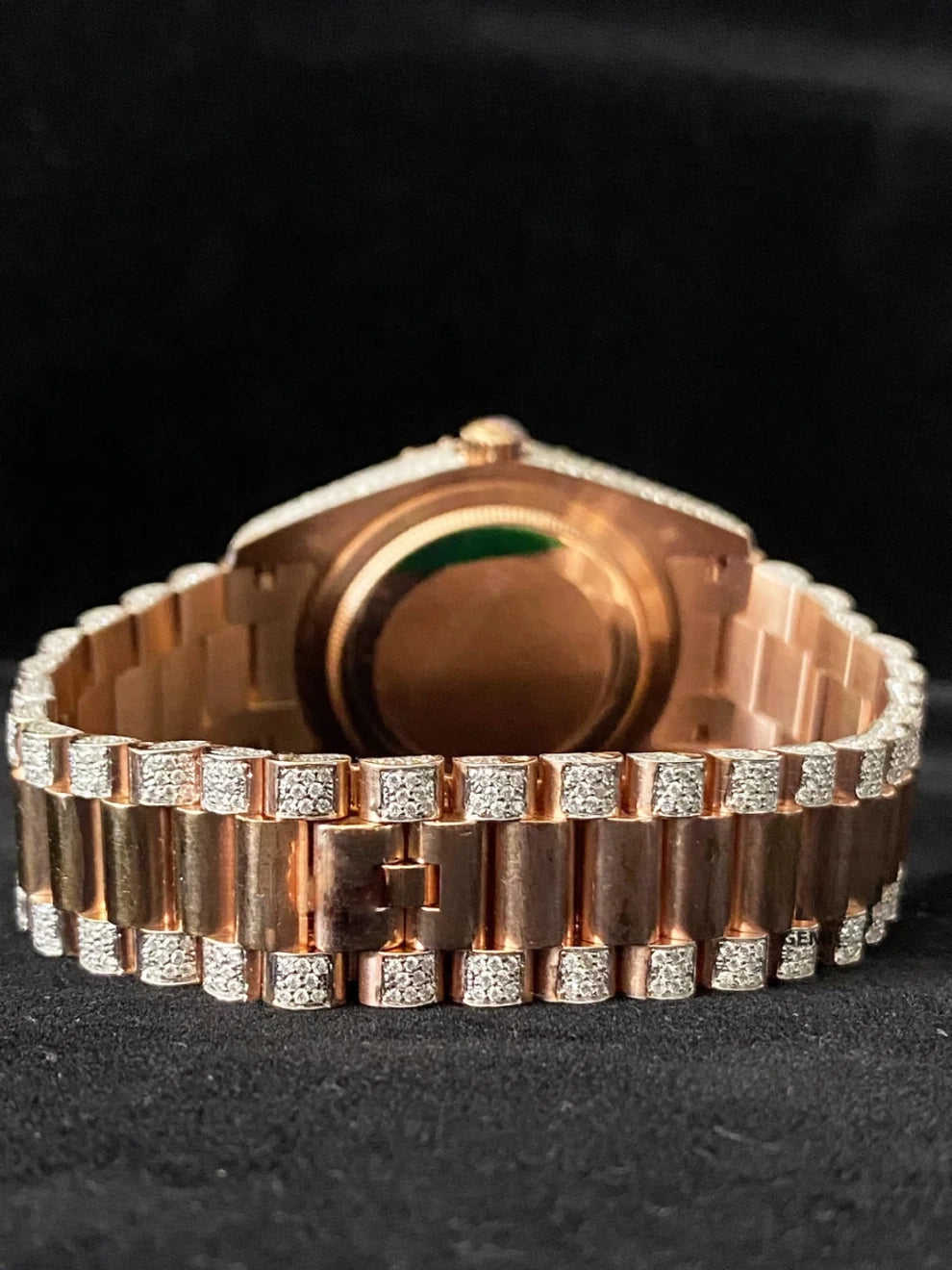 Chocolate Dial Roman Number Diamond Moissanite Watch
