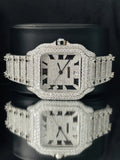 Roman Dial Fully Studded Moissanite Diamond Watch
