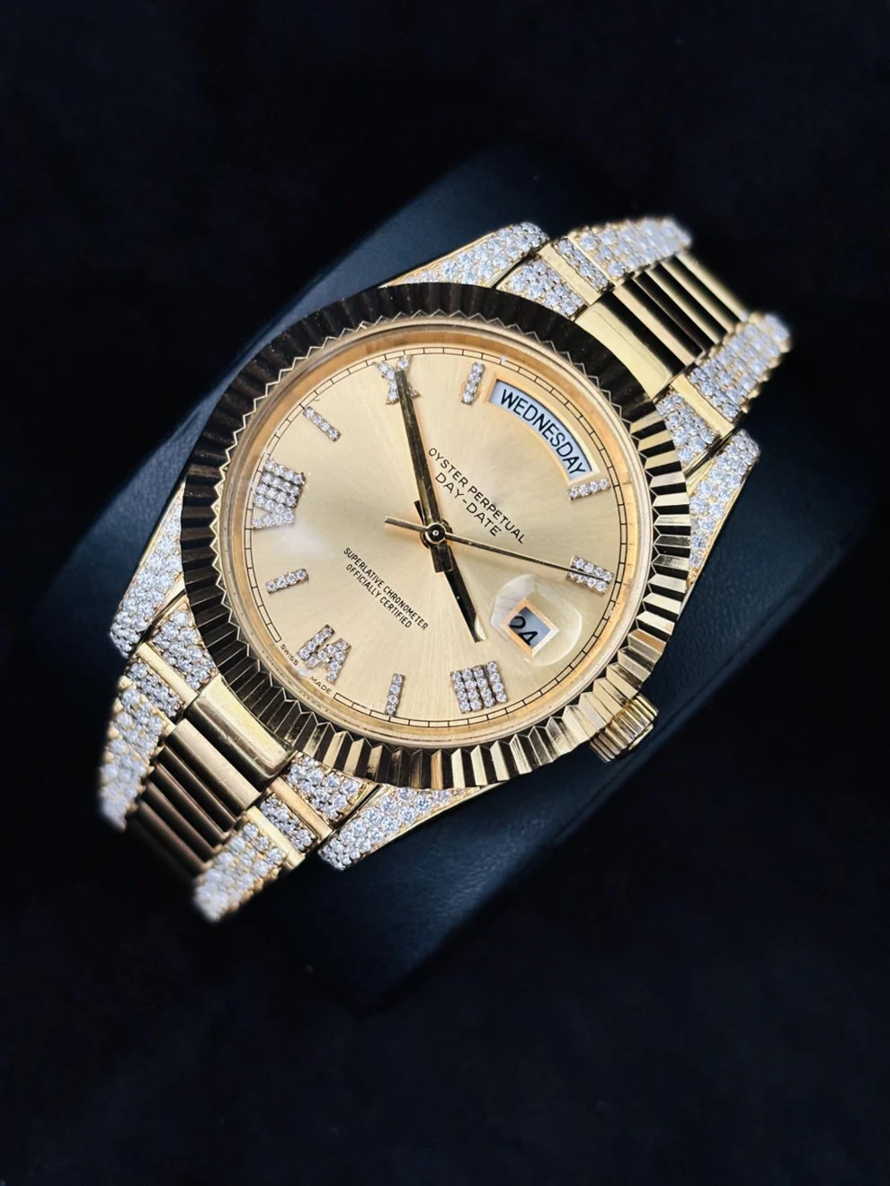 VVS Studded Roman Number Bust Down Moissanite Watch