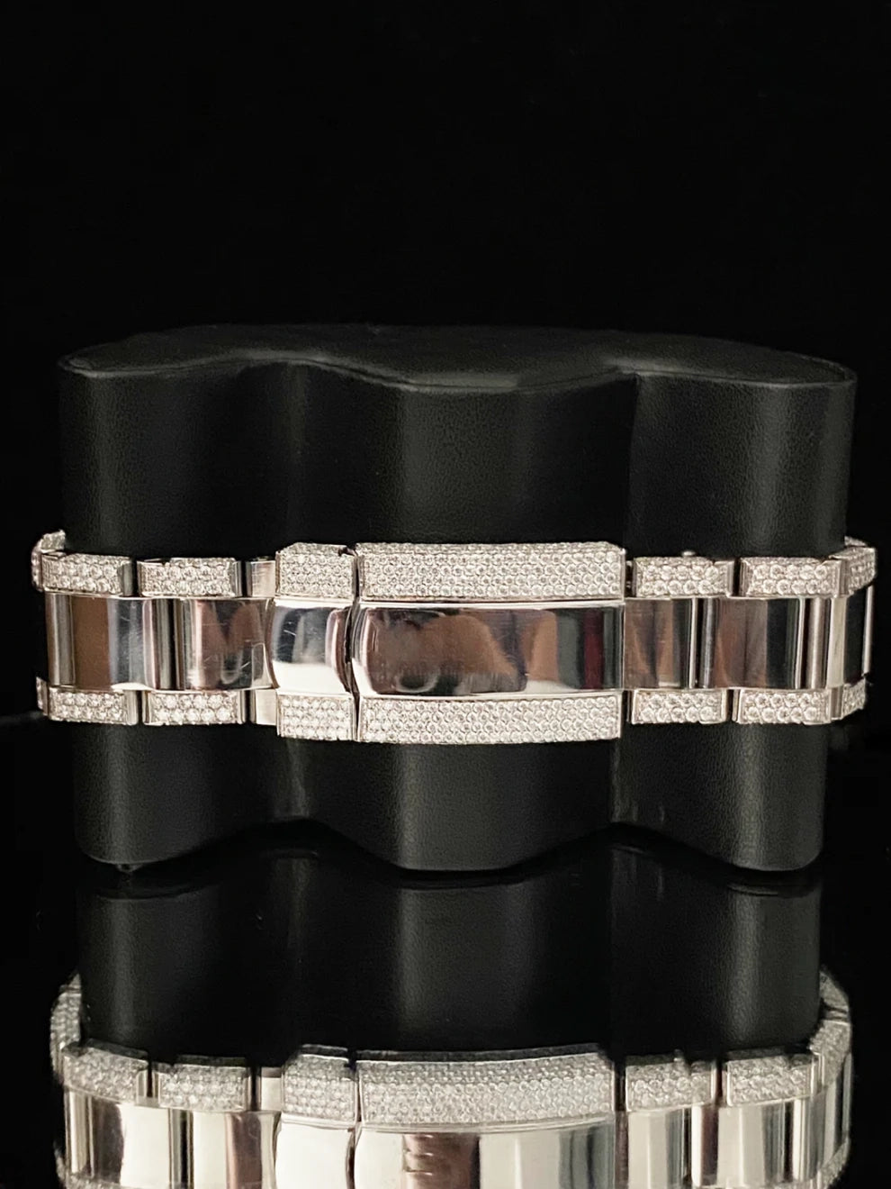 Men Luxury 41MM Gray Gradient Dial Moissanite Watch