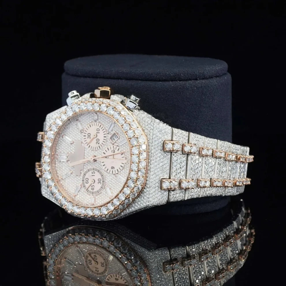 Men's Two Tone VVS Moissanite Fully Diamond Watch For Gift