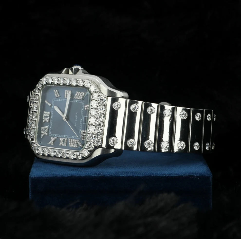 Luxury Men's Stainless Steel Iced Out Bezel Iced Watch