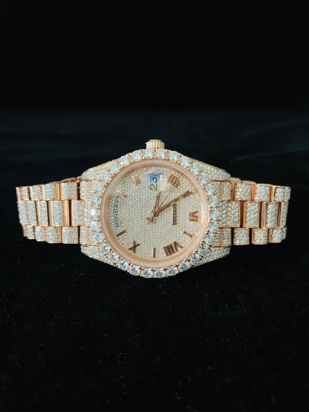 41MM Roman Dial Fully Iced Out Custom VVS Moissanite Watch