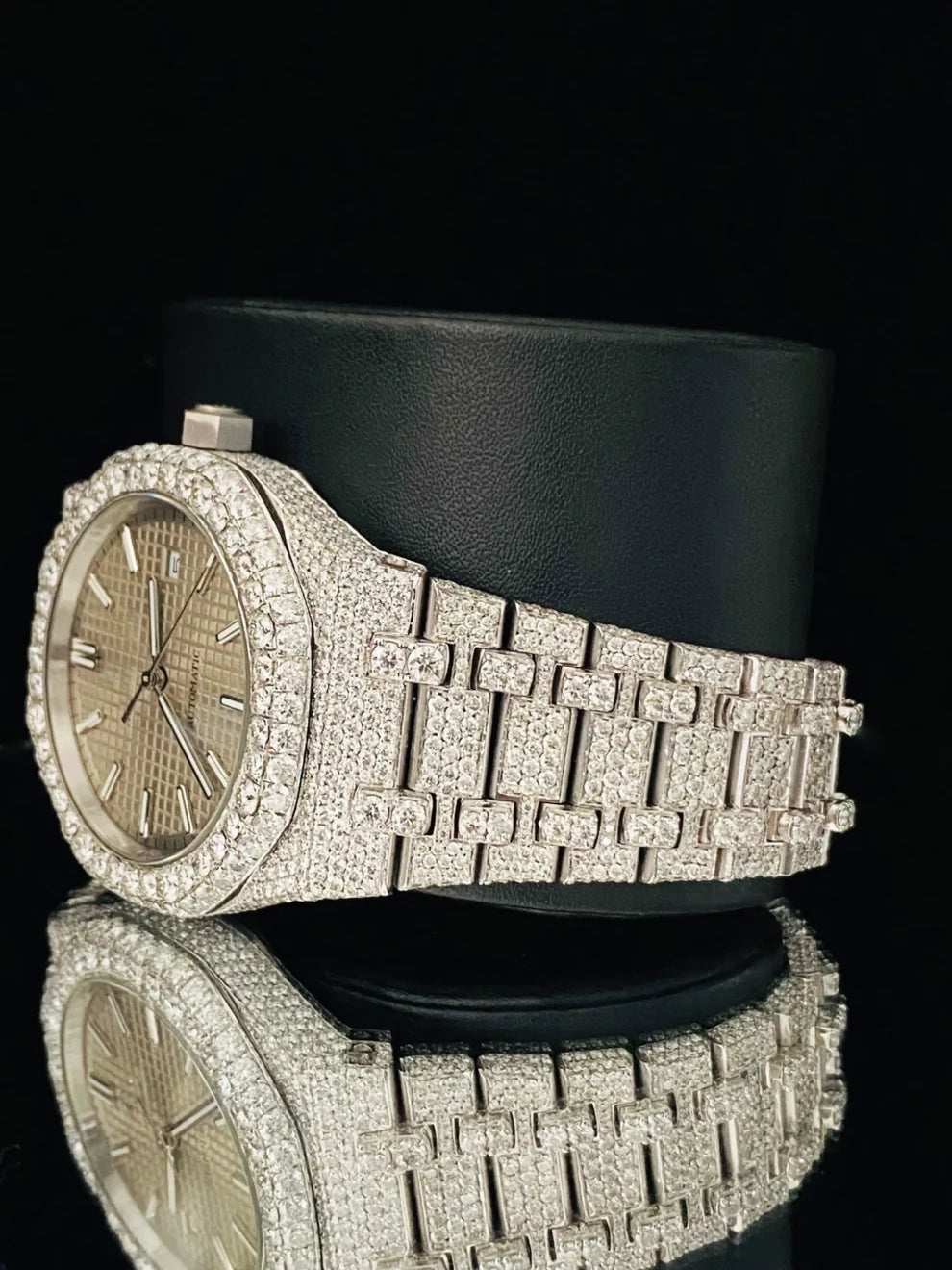 41MM Tapisserie Pattern Fully Ice Out Moissanite Watch