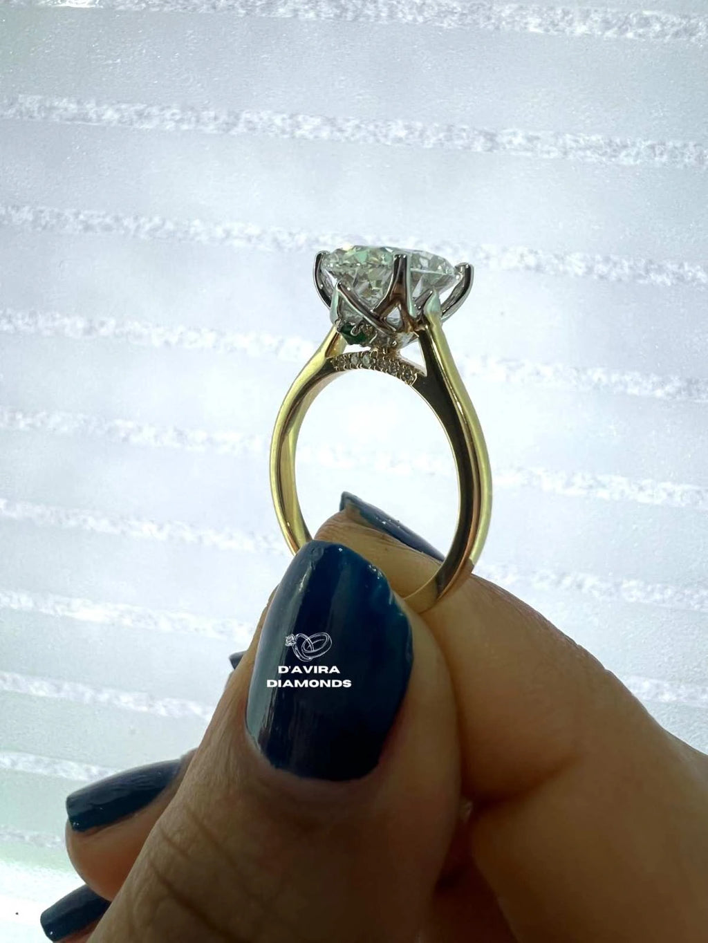 Solitaire Oval Cut Tulip Set Lab Diamond Ring