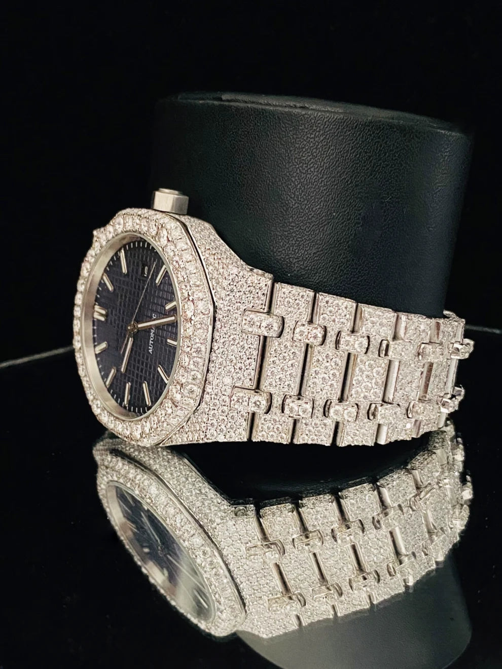 VVS Big Bezel Royal Blue Dial Moissanite Watch for Men's