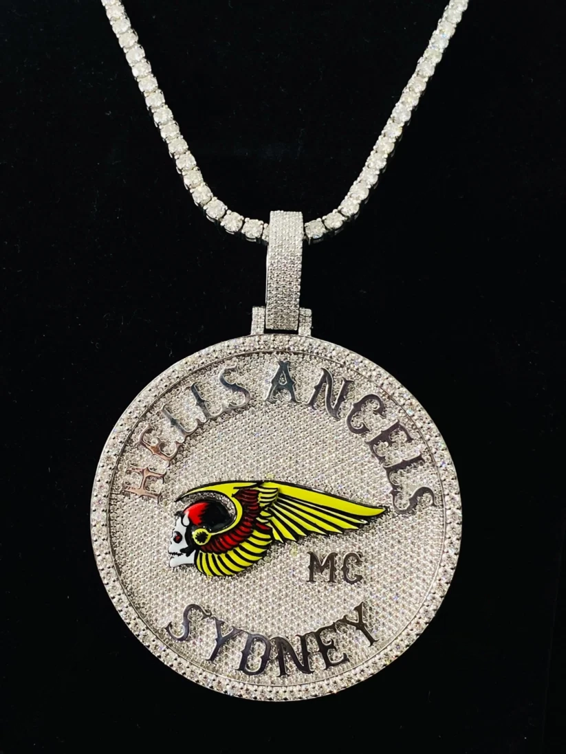 Hells Angels Sydney MC diamond pendant necklace.