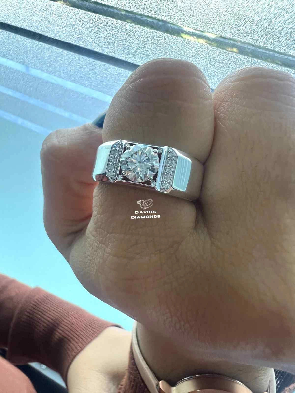 Round Cut Lab Diamond Engagement Ring For Men