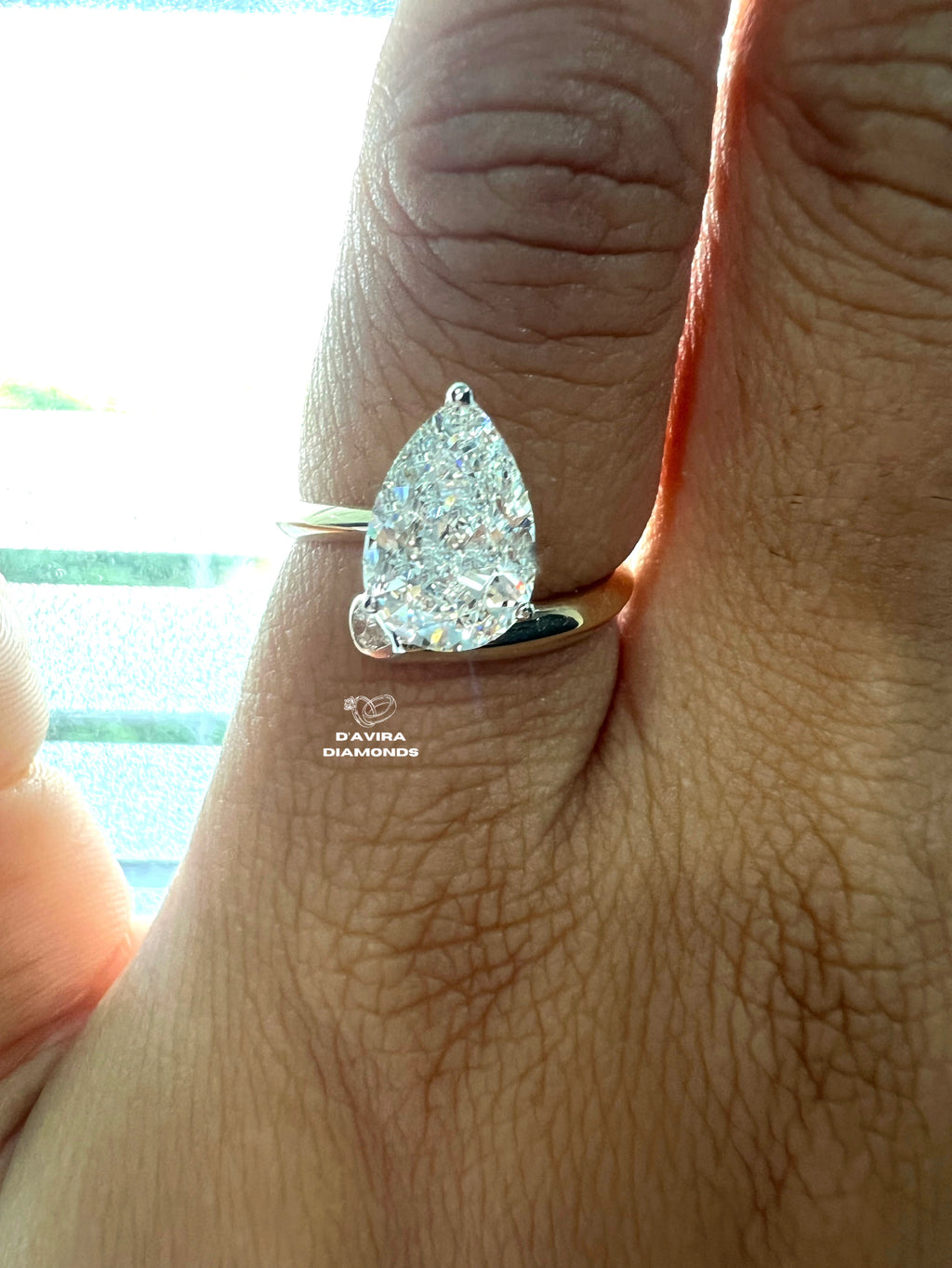 Bypass Pear Cut Bezel Set Wedding Ring