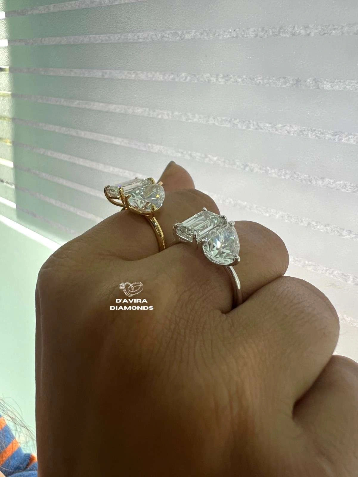 Toi Et Moi Emerald And Pear Diamond Engagement Ring