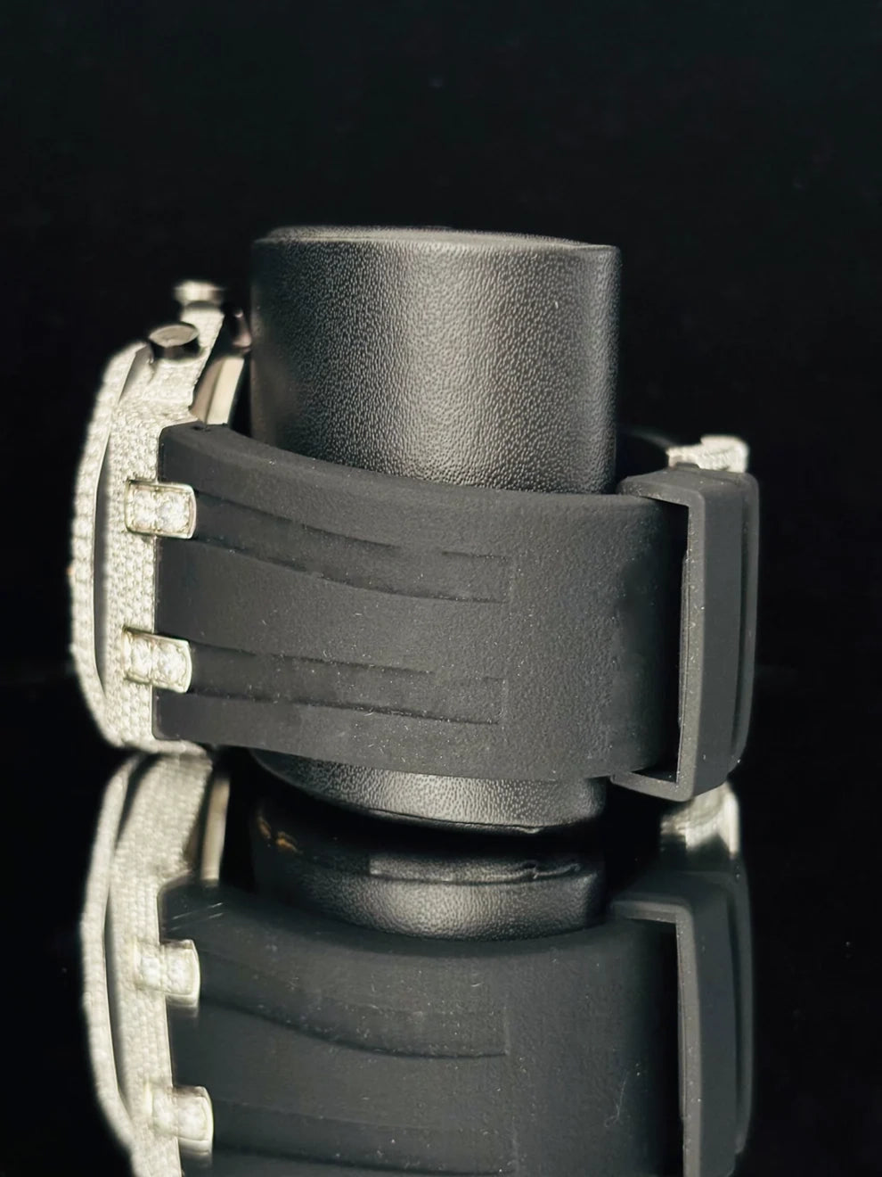 Black Dial Multi Chronograph Moissanite Diamond Watch