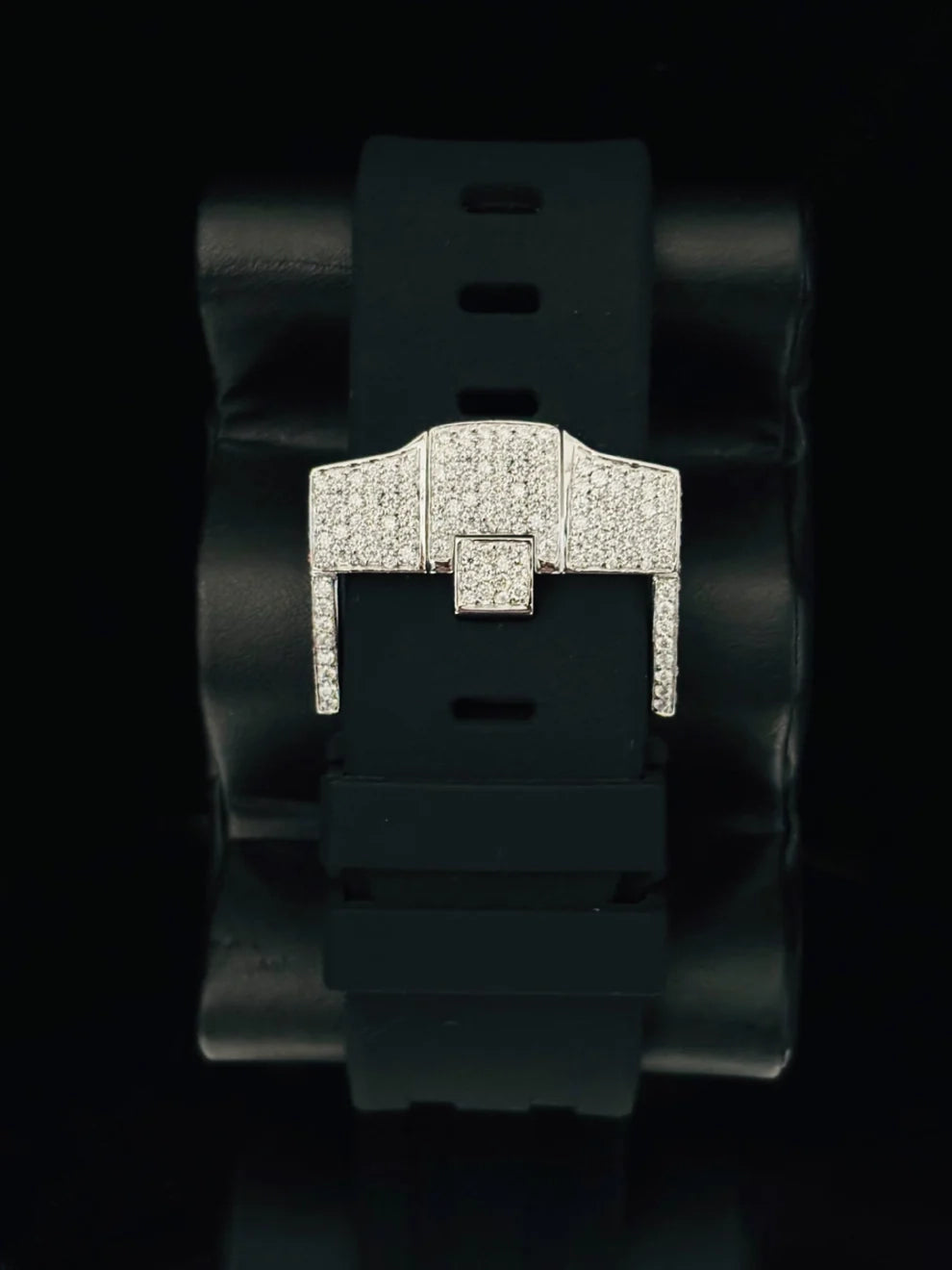 Black Dial Multi Chronograph Moissanite Diamond Watch