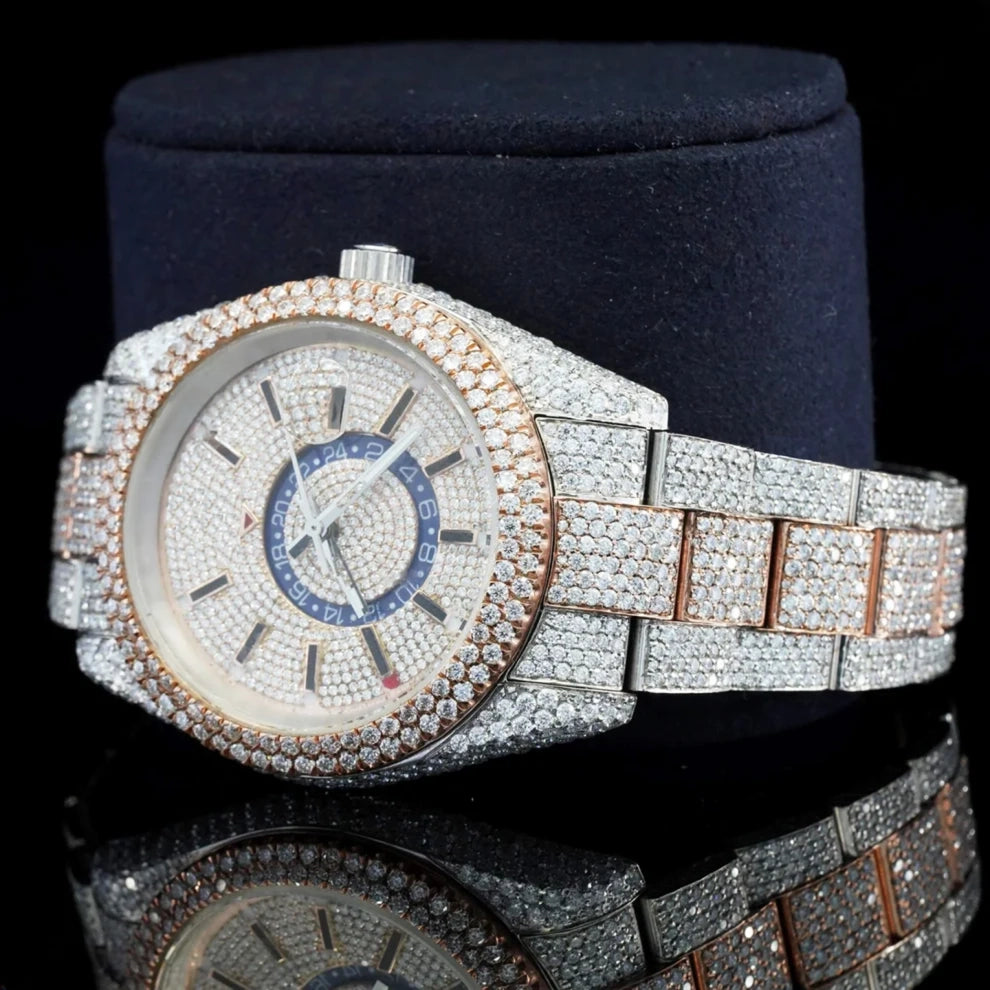 Luxury Two Tone VVS Moissanite Diamond Watch For Men