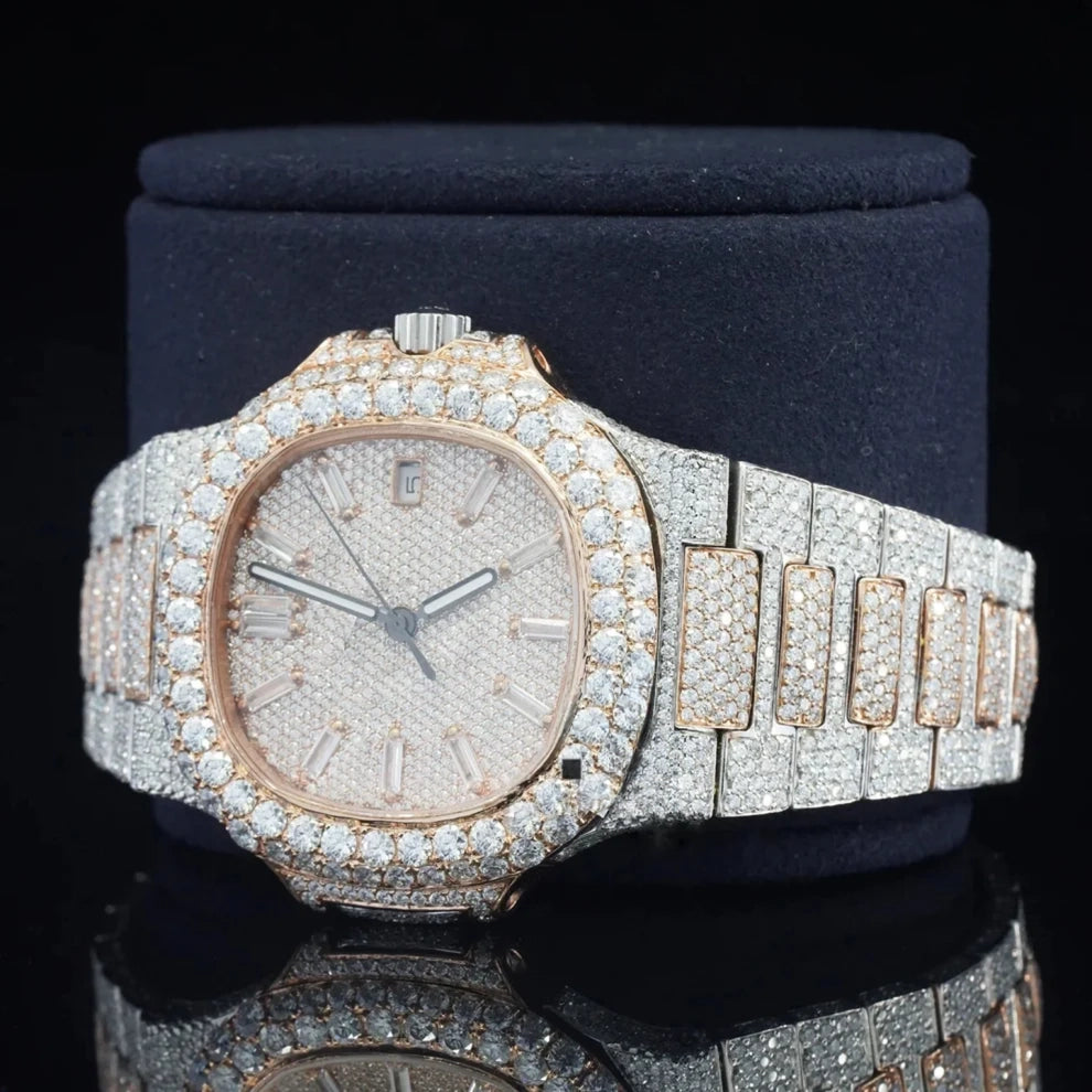 Stainless Steel Wrist VVS Moissanite Diamond Watch