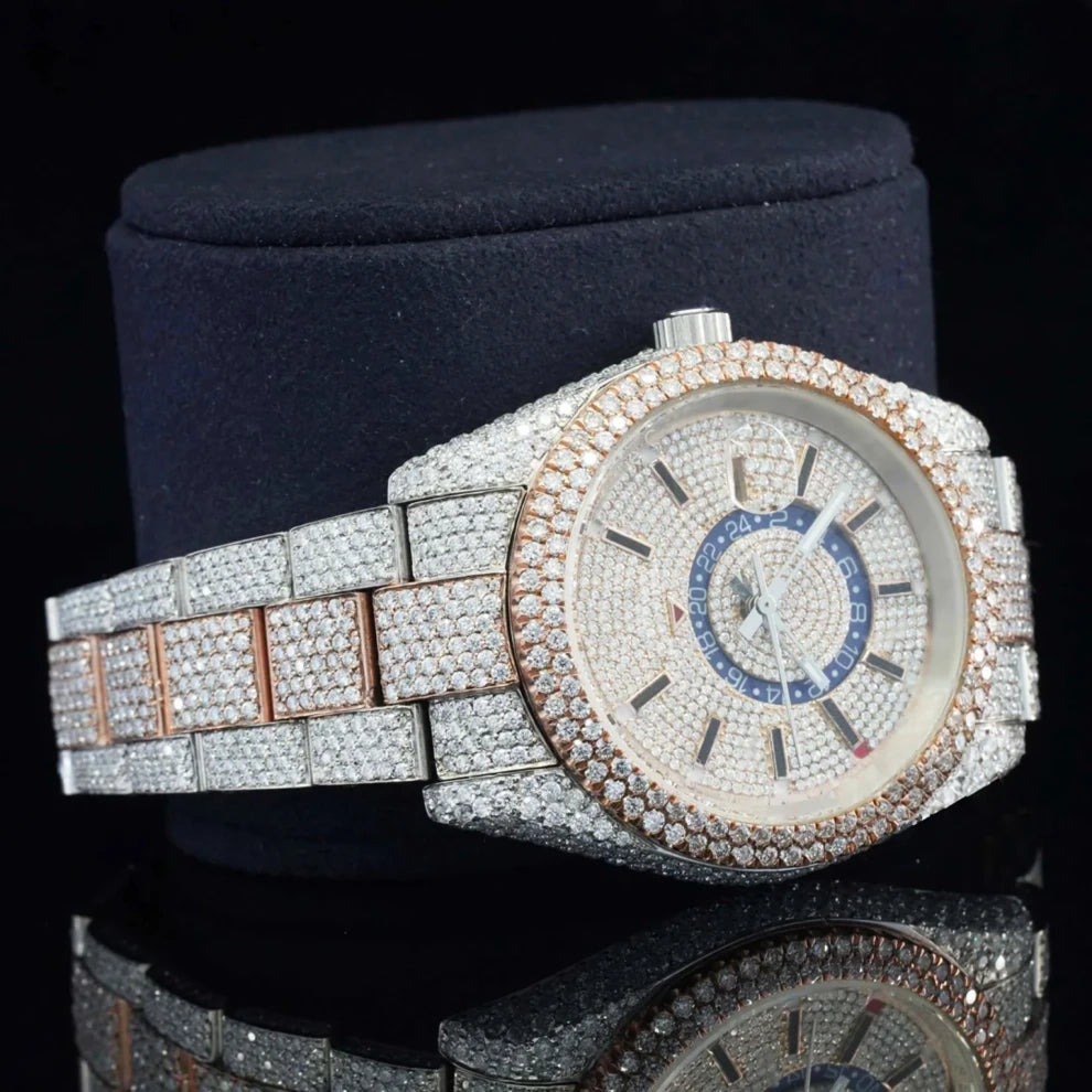 Luxury Two Tone VVS Moissanite Diamond Watch For Men