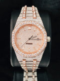 Two Tone Baguette Bar Fully Studded Moissanite Watch