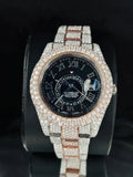 41MM Dual Tone Sky Dweller Iced Out Moissanite Watch