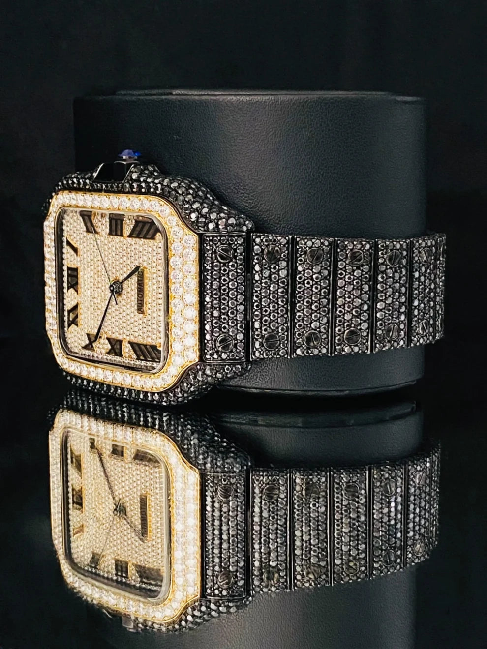 41MM Stainless Steel Fully Two Tone Moissanite Diamond Watch