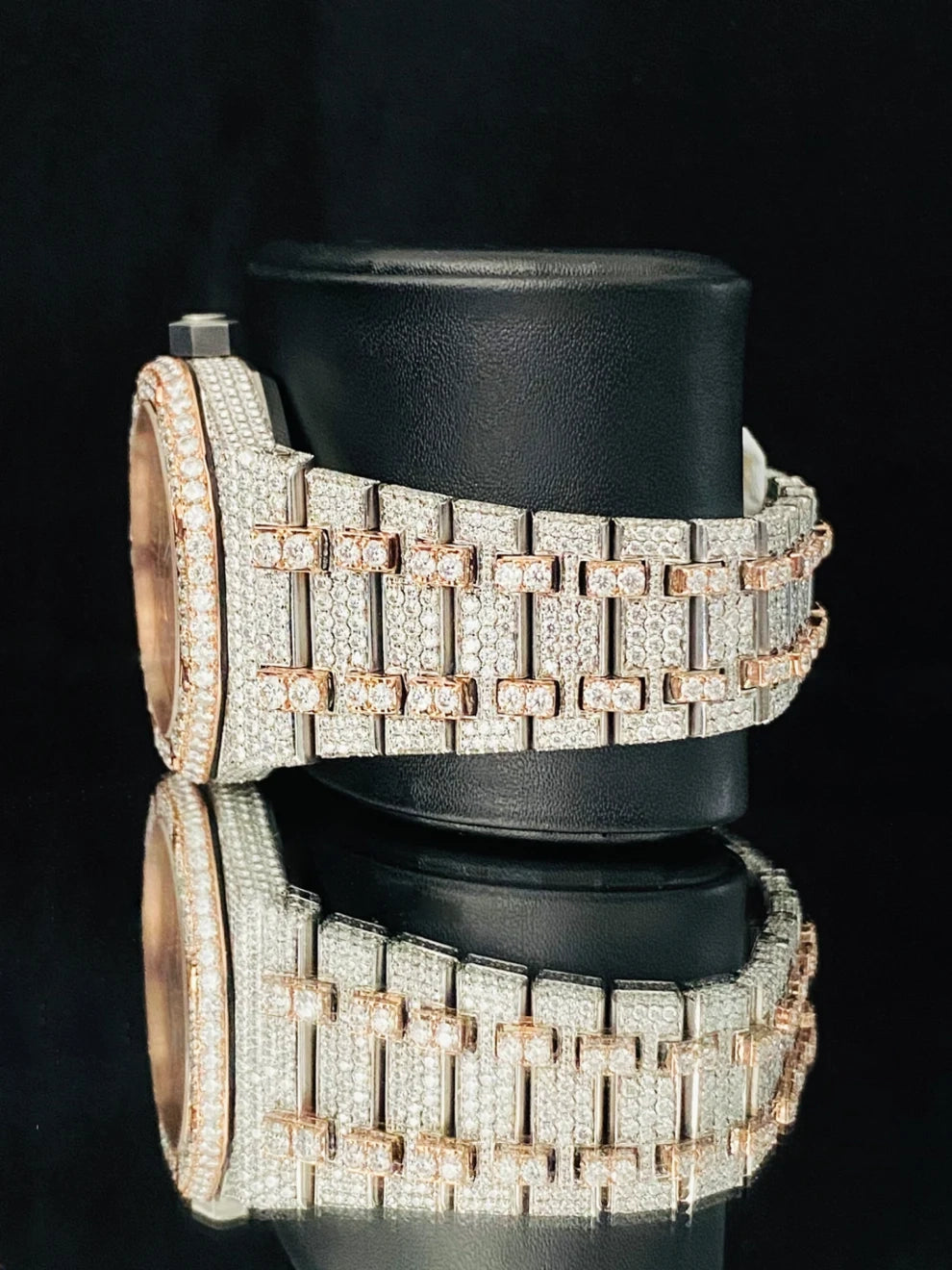 41 MM Dual Tone Fully Studded Hip Hop Moissanite Watch