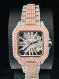 Fully Iced Out Two Tone Skeleton Dial VVS Moissanite Watch