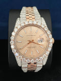 Luxury Two Tone Beige Dial Moissanite Iced Out Watch