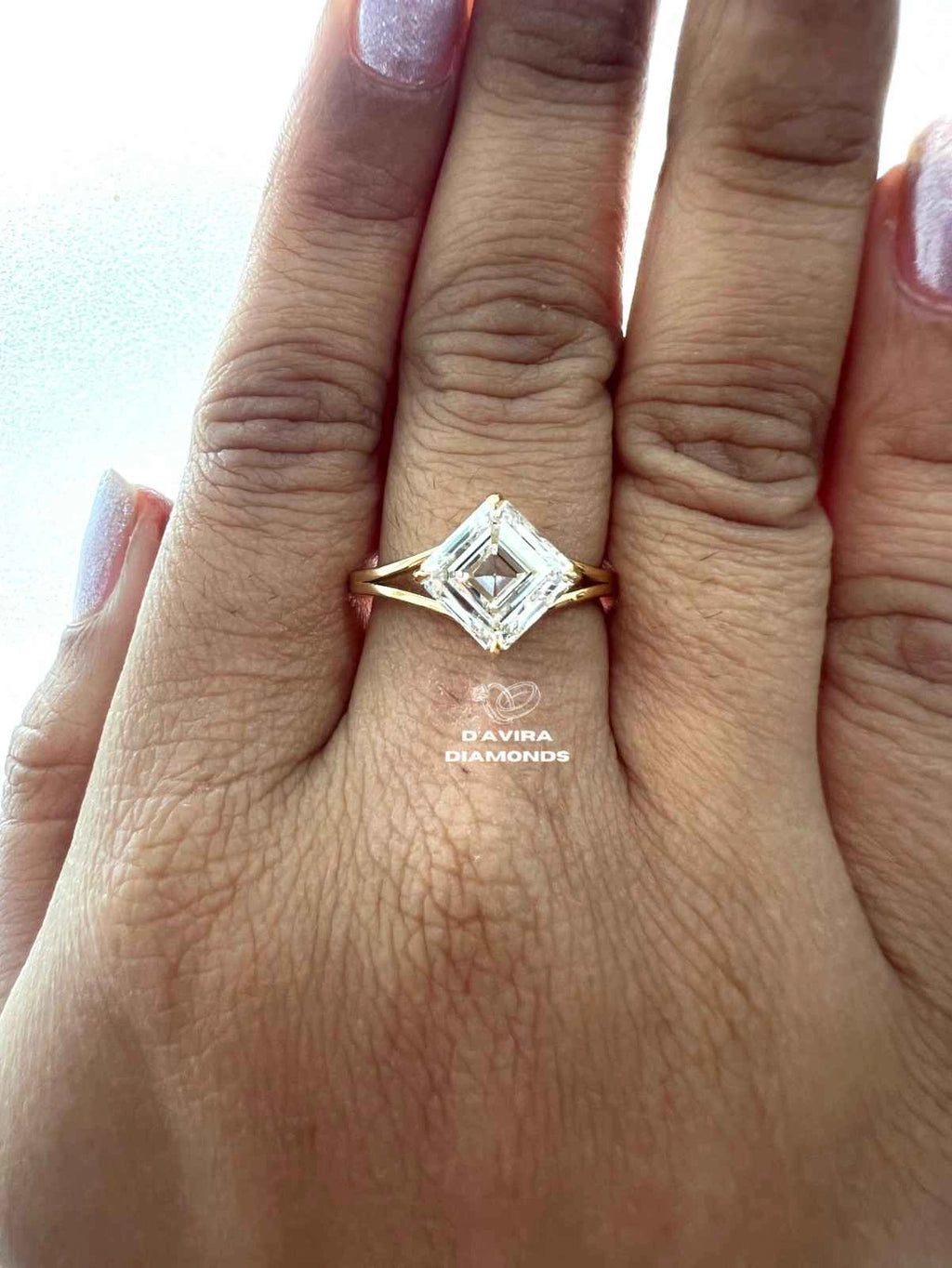 East West Asscher Cut Lab Diamond Engagement Ring