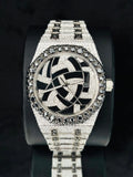 Geometric Dial Black & White Iced Out Hip Hop Moissanite Watch
