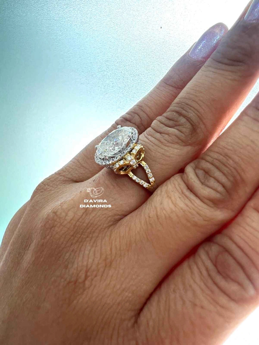 Oval Cut Lab Diamond Halo Engagement Ring
