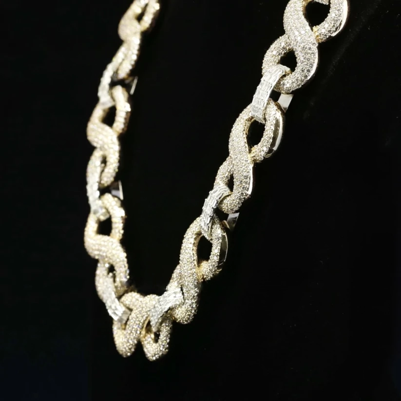 Gold and diamond infinity link chain necklace for men