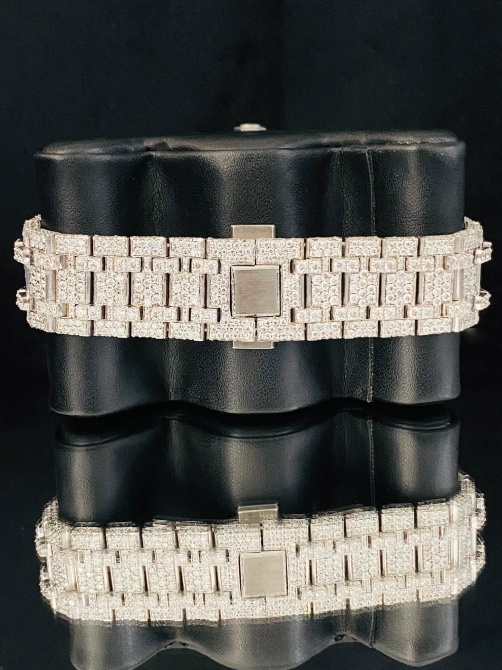 Fully Iced Out Moissanite Baguette Bar Moissanite Watch