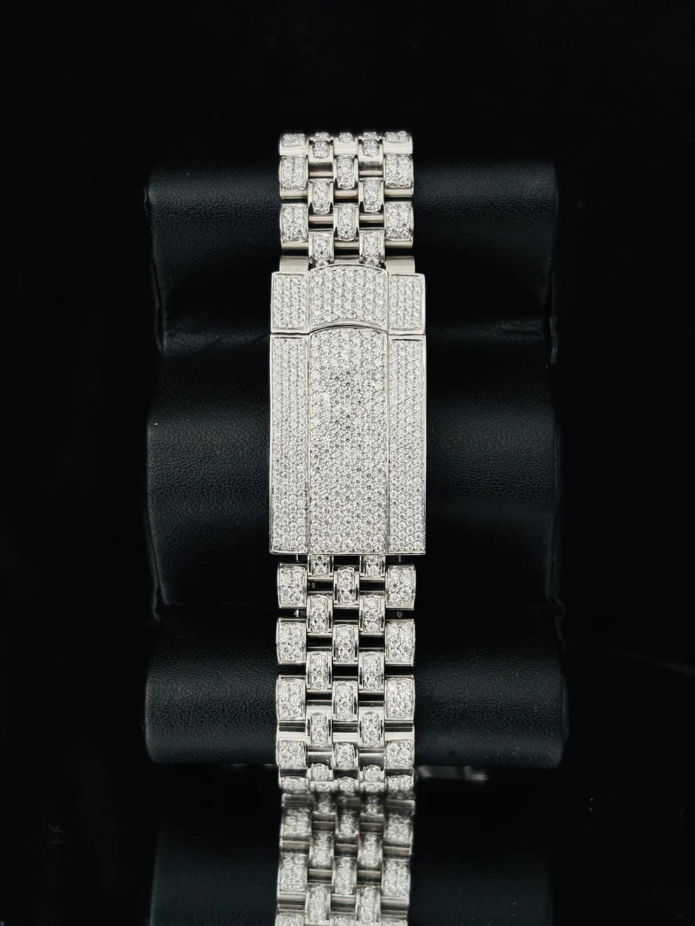 Jubilee Belt White Bar Studded Moissanite Watch for Men