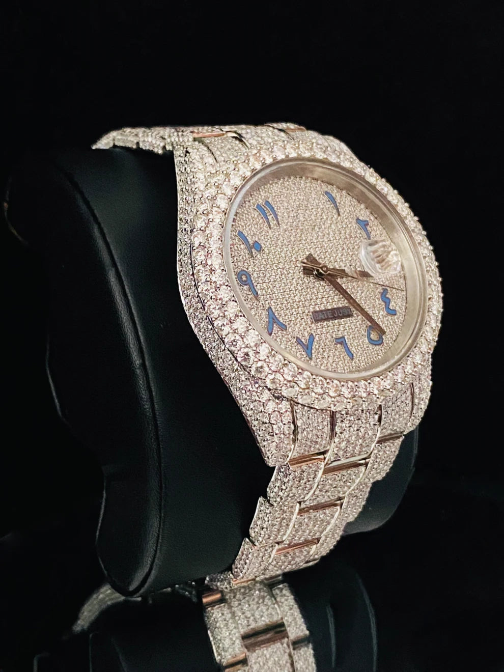 Fully Iced Out Arabic Dial Moissanite Diamond Watch