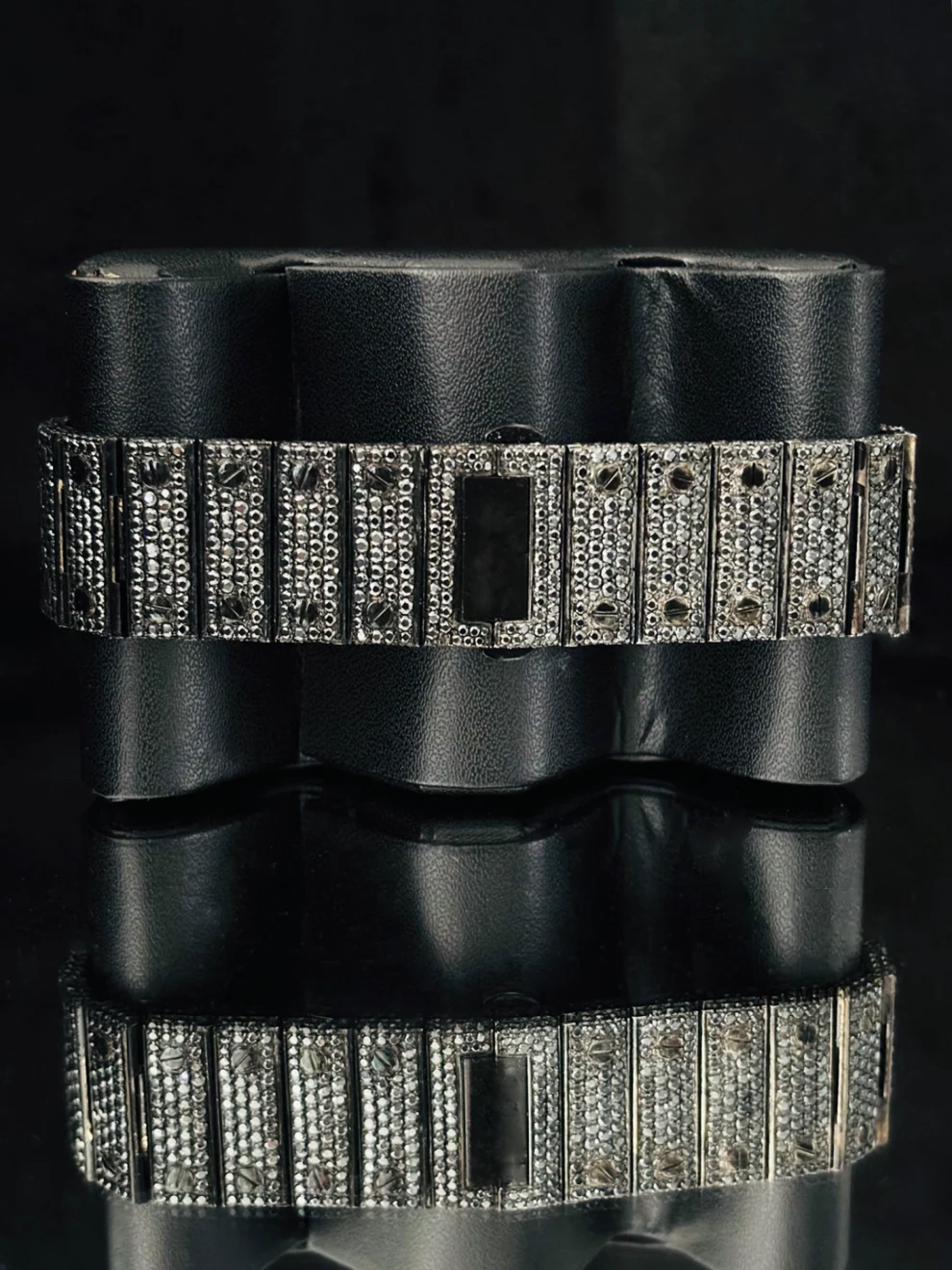 White & Black Diamond Arabic Number Automatic Watch