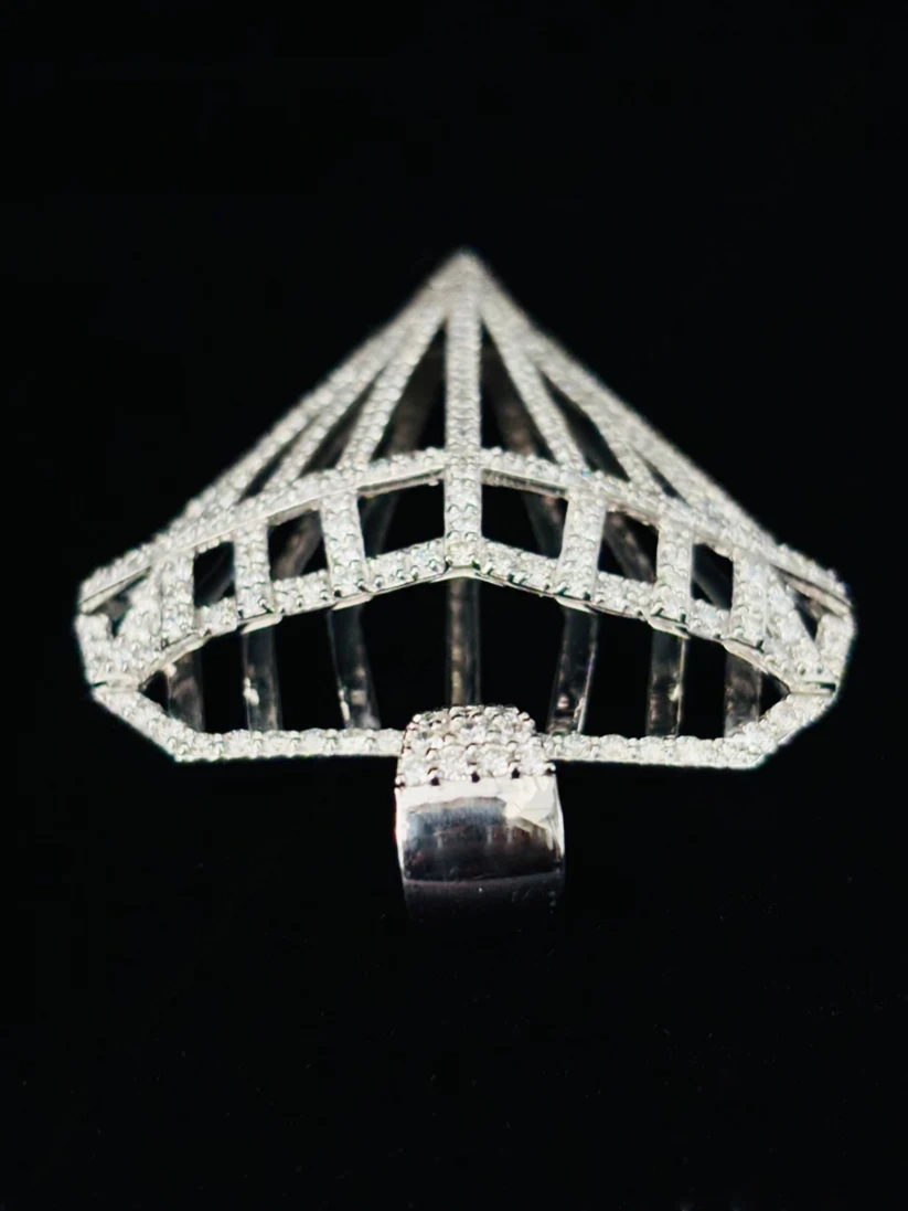 Silver Diamond Shape Cut out Moissanite Iced Out Pendant For Man