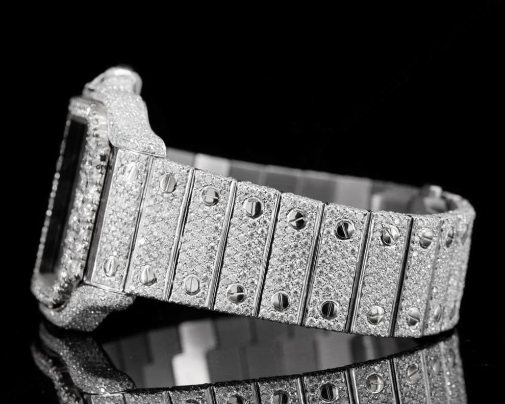 Trendy Royal Blue Dial Moissanite Diamond Studded Watch