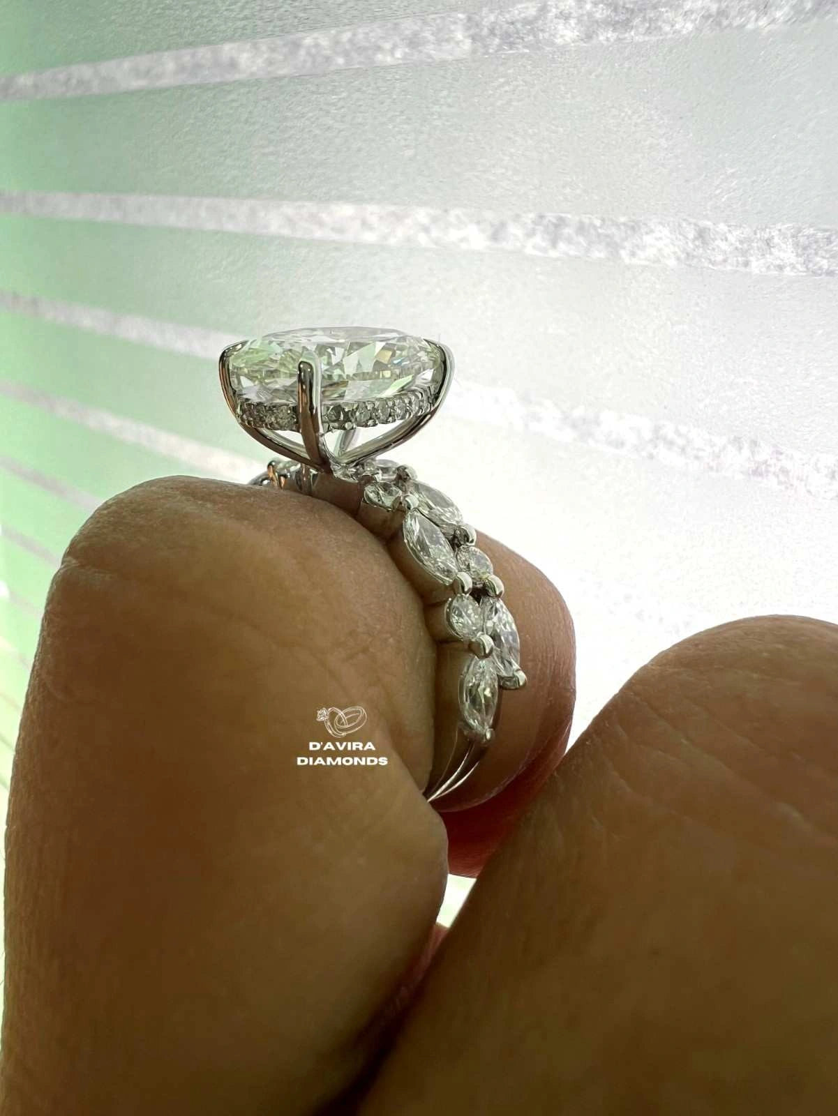 Oval Shape Lab Grown Diamond Hidden Halo Bridal Ring