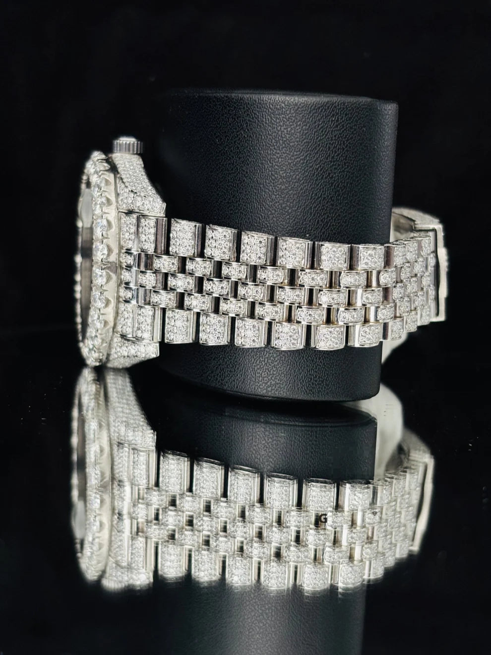 Jubilee Belt White Bar Studded Moissanite Watch for Men