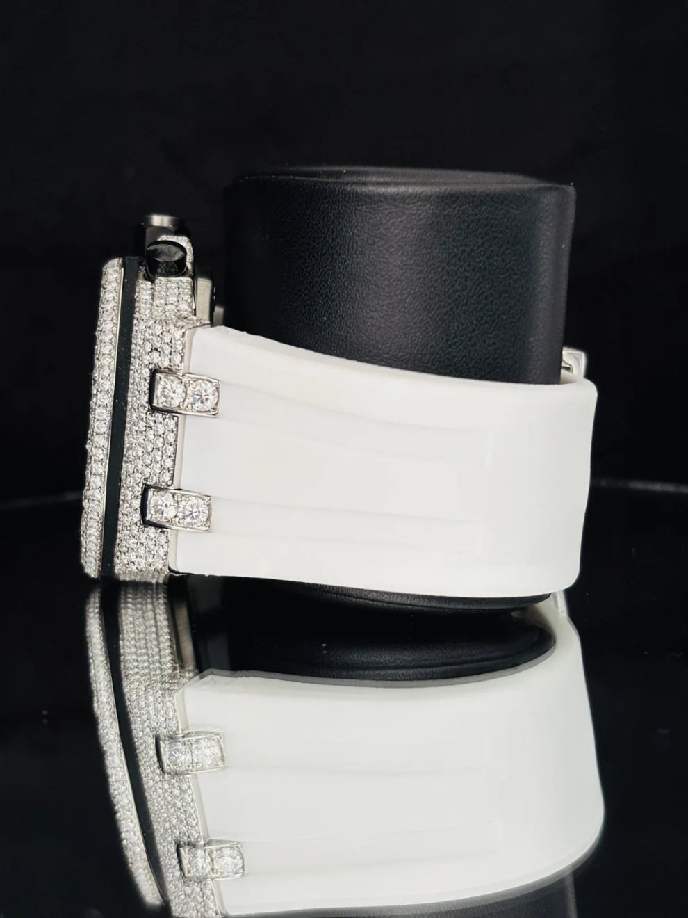 White Multi Chronograph Big Bezel Iced Out Moissanite Watch