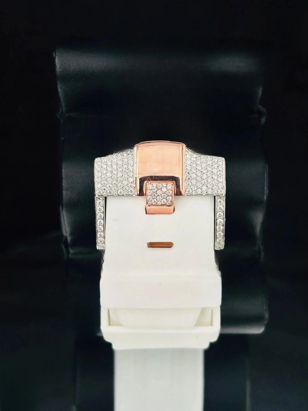 41MM White Rubber Strap Two Tone Multi Dial Moissanite Watch