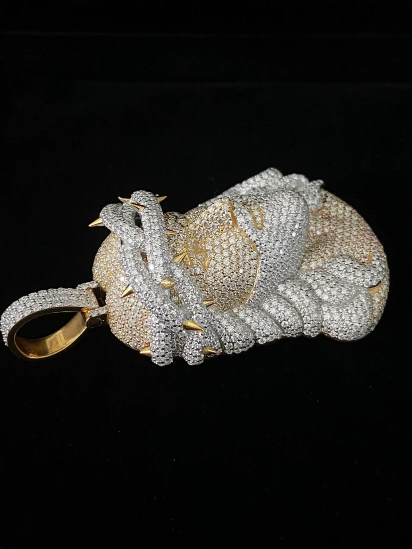 Iced out Jesus piece pendant in 14k yellow gold and VVS diamonds