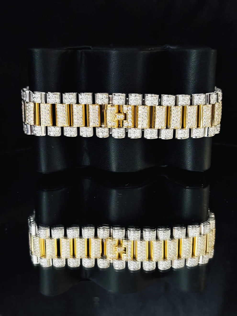 41MM Two Tone Roman Number Iced Out Moissanite Watch