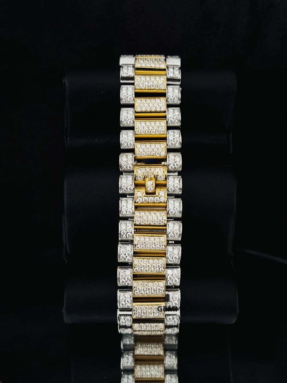 41MM Two Tone Roman Number Iced Out Moissanite Watch
