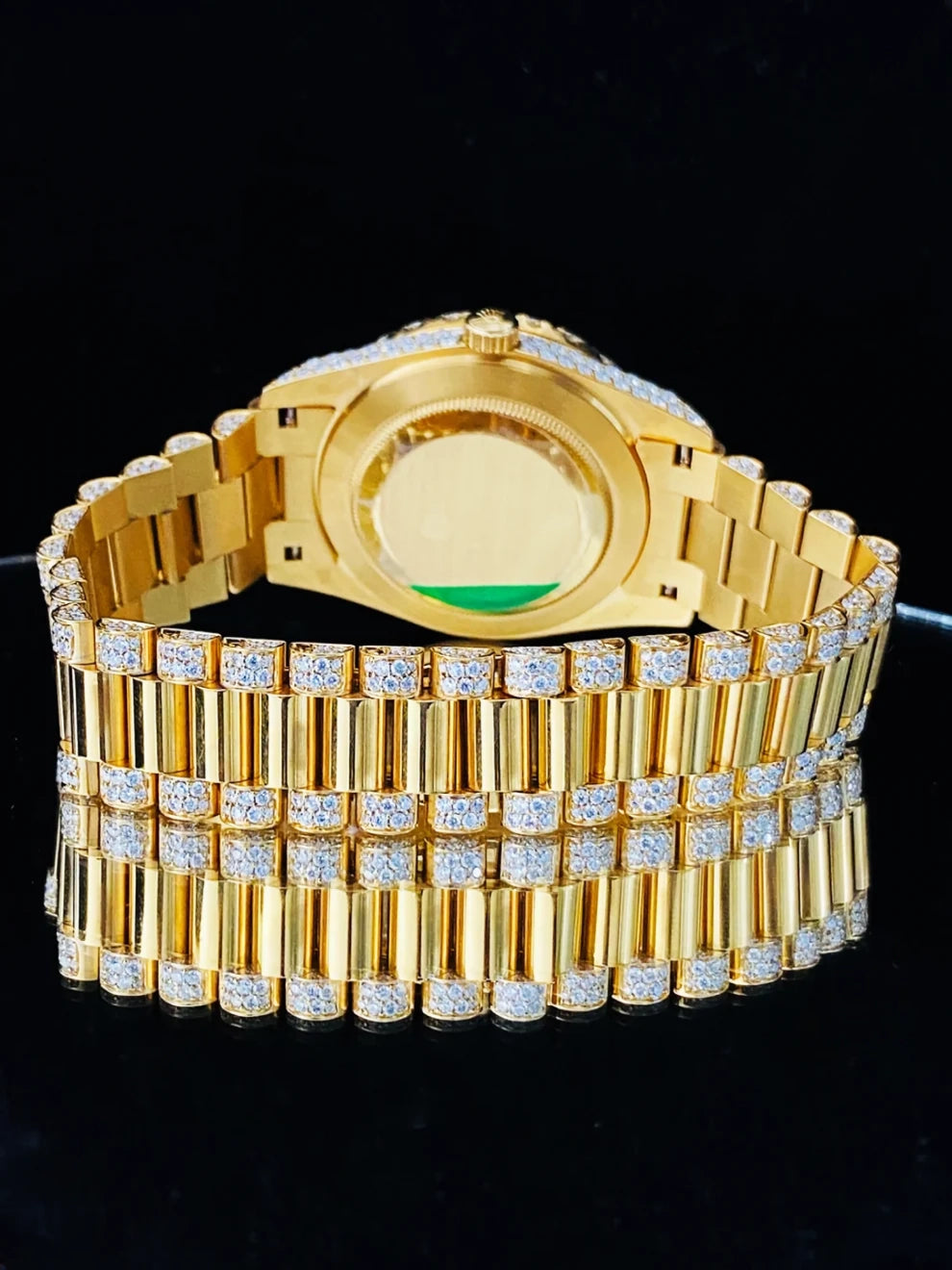 Men Luxury Green Dial Bezel Dial Real Moissanite Watch