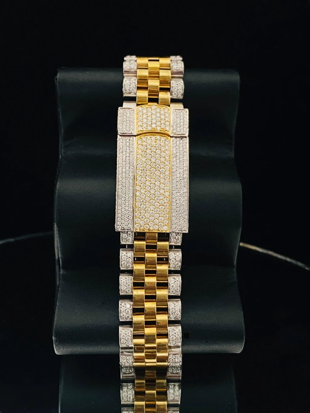 41MM Navy Blue Two Tone Fully Iced Out Moissanite Watch