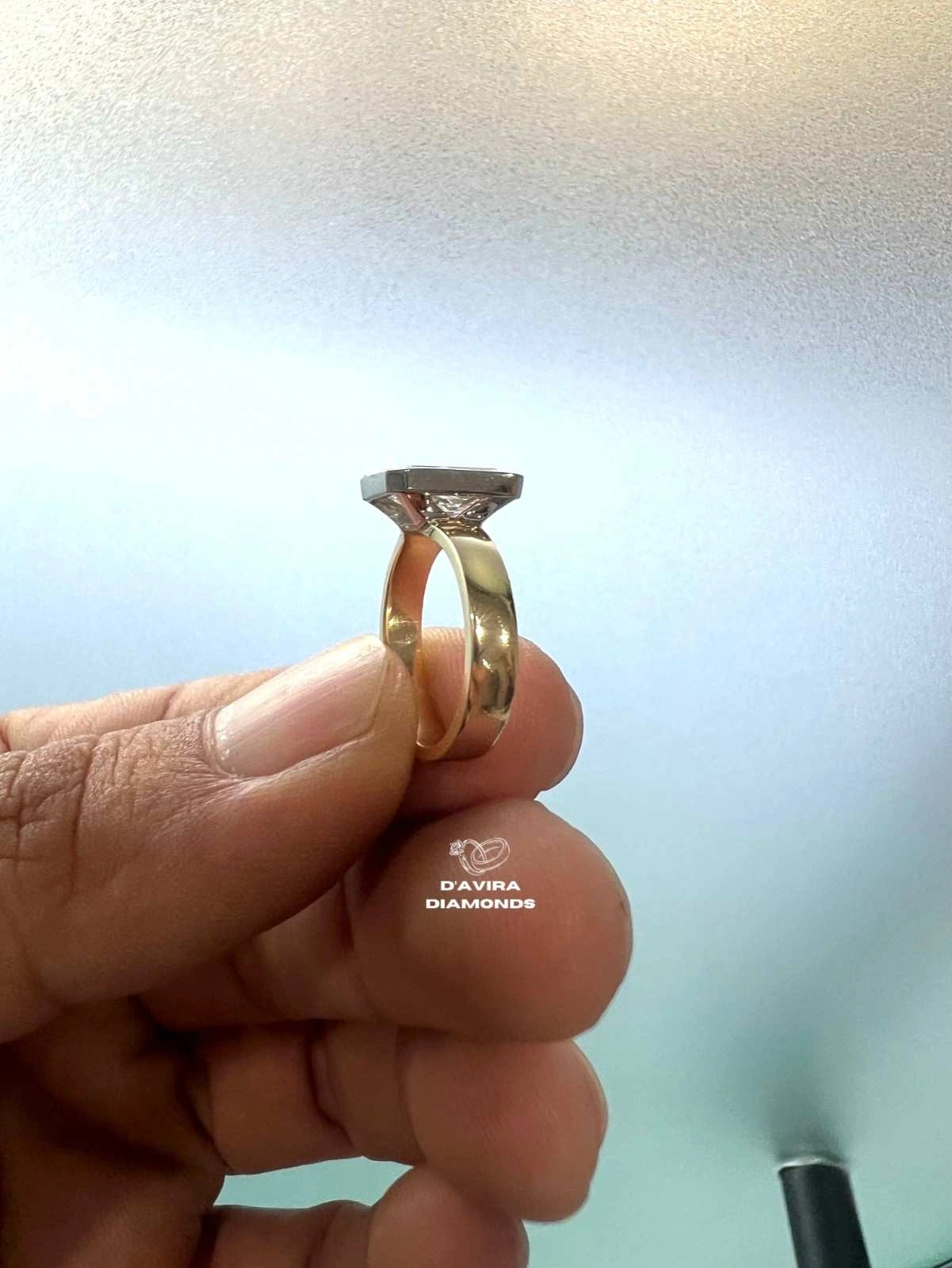 Radiant Cut Lab Diamond Bezel Set Solitaire Ring