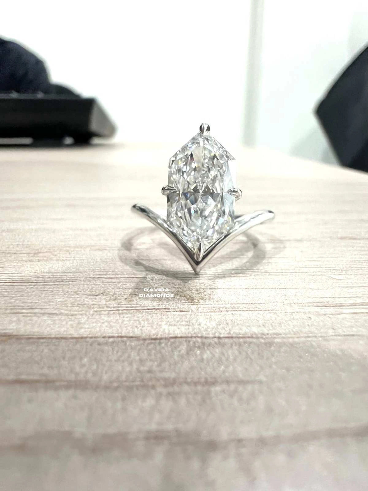 front view of the hexagon cut lab diamond engagement ring