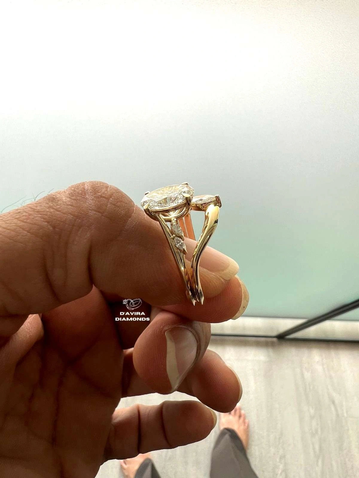 oval cut accent engagement ring for women